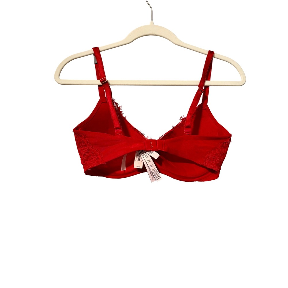 Victorias Secret Angels Push-Up Bra Red Floral Lace Underwire 32DD‎ NEW - Picture 2 of 3